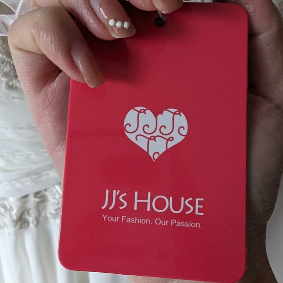 Brand new A line scoop neck asymmetrical chiffon lace wedding dress - Picture 4 of 10